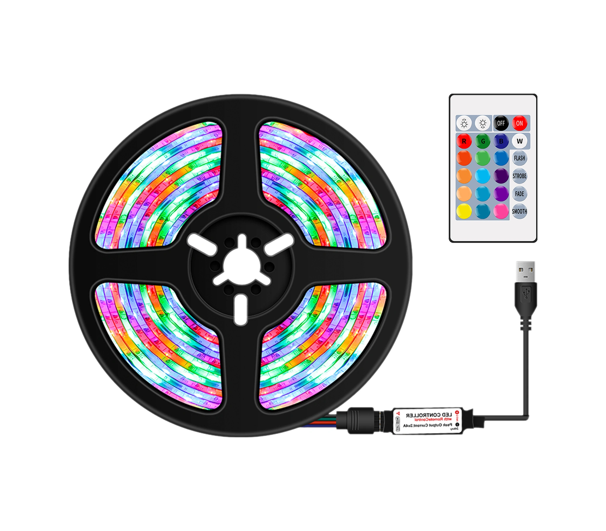 Konesam 1 Metre Rgb Işık Şeridi, 16 Renkli Kumanda Kontrollü, Su Geçirmez Led Neon, Ev Ve Dış Mekan Dekorasyonu, Usb Beslemeli