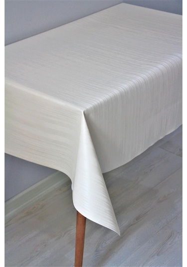 Astarlı Silinebilir Pvc Muşamba Masa Örtüsü Çizgili - 78-b1-krem