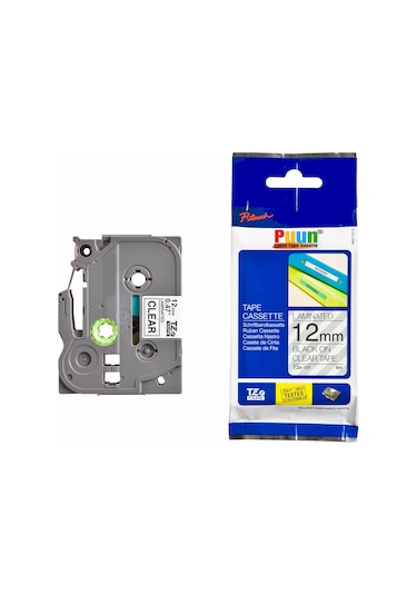Puun Brother P-Touch TZE-131 12MM x 8m Şeffaf Üzerine Siyah Muadi