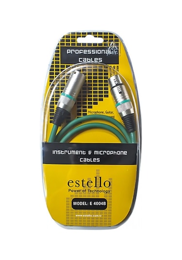 Estello E4004B Yeşil 8 Metre Xlr Erkek-Xlr Dişi Ara Kablo