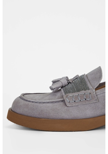 Tamer Tanca Kadın Hakiki Deri Vizon Loafer Ayakkabı 33 67700 Bn Ayk Sk23/24 Vızon Suet Vizon