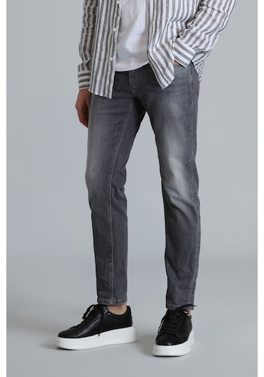 Lufian Frank Smart Jean Erkek Pantolon Regular Fit Koyu Gri Koyu Gri 111200184100160 Koyu Gri