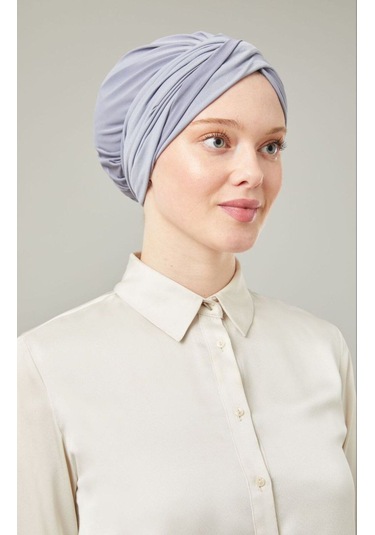 Kadın Tesettür Dolama Bone Açık Gri Açık Gri