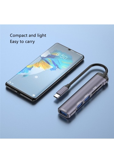 Sones T505 Dizüstü Bilgisayar Telefon Adaptörü Type-c - Usb2.0x2 + Usb3.0 + Tf / Sd Kart Yuvaları Usb Hub