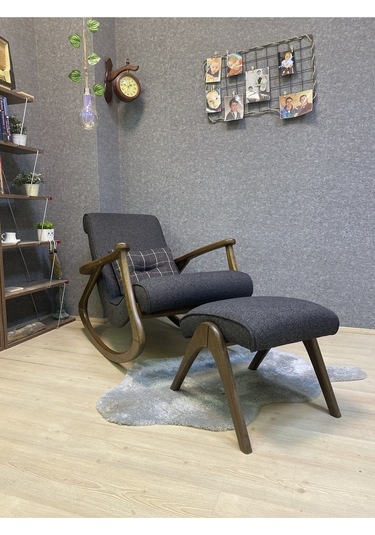 Asedia Ekol Dişbudak Ceviz Antrasit Sallanan Sandalye Berjer