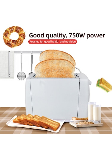 Reedark Kompakt 2 Dilimli Tost Makinesi - 6 Ayar, Çıkarılabilir Kırıntı Tepsili, 750w Hızlı Isıtma 112 Karakter Beyaz