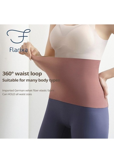 Kahverengi Flarixa Dikişsiz Karın Wrap Bel Eğitmen Vücut Şekillendirme Kadın Alman Peluş Termal Zayıflama Kemeri Doğum Sonrası Düz Göbek Destek Kemeri