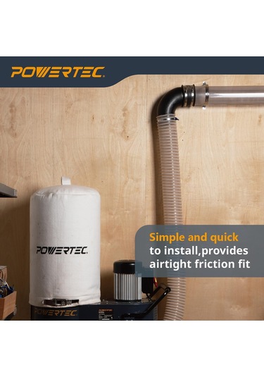 Powertec 70105 Açılı Toz Hortumu Bağlantısı, 10,2 Cm, 90 Derece A 1