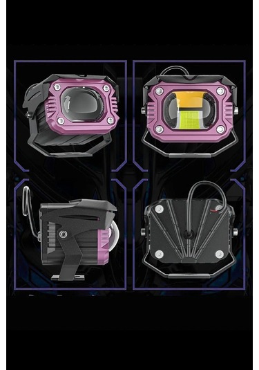 Motosiklet Çok Modlu Lazer Led Sis Farı 2 Adet Çift Renk Beyaz Sarı Ultra Güçlü Sis Farı