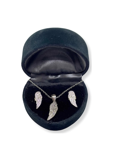 Oya Silver Işıltılı Melek Kanadı Gümüş Set&takım