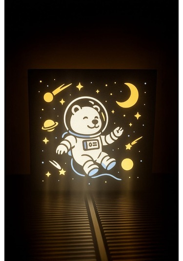 Sevimli Uzaydaki Ayı Çocuk Gece Lambası Çok Renkli