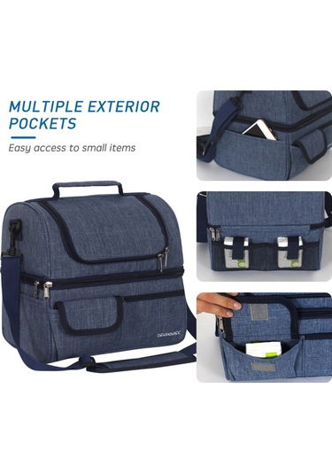 Mufunye Çift Bölmeli Yalıtımlı Soğutucu Çanta Su Geçirmez Sızdırmaz Öğle Yemeği Çantası Kutusu Omuz Askılı Piknik Plaj Seyahat İş Ofis İçin A Çok Renkli