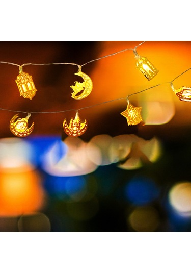 Tenfowee 2022 Yeni 1.6m 10 Led Isıklı Demir Saray Ramazan Bayramı Dekorasyon Işık Zinciri - Sıcak Işık, Sürekli Açık, 3xaa Pil Gerekli Pil Dahil Değil Ilık Beyaz