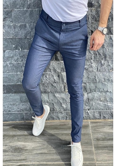 Oksit Zoom 108 Desenli Slim Fit Likralı Keten Pantolon