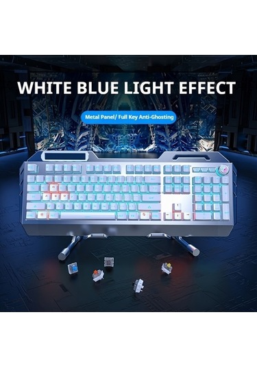 Fastbuy 104 Tuşlu Mavi Arkadan Aydınlatmalı Ergonomik Kablolu Mekanik Klavye