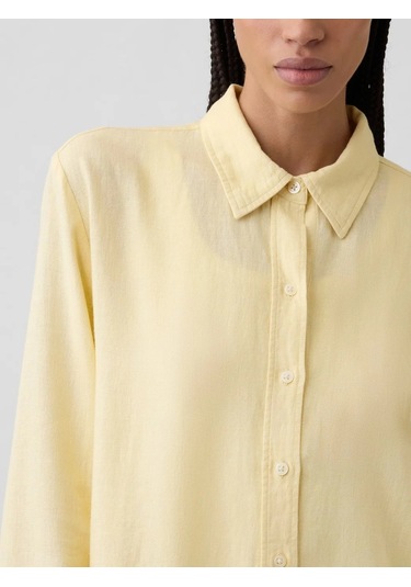 Gap V-lınen Easy Shırt Sarı