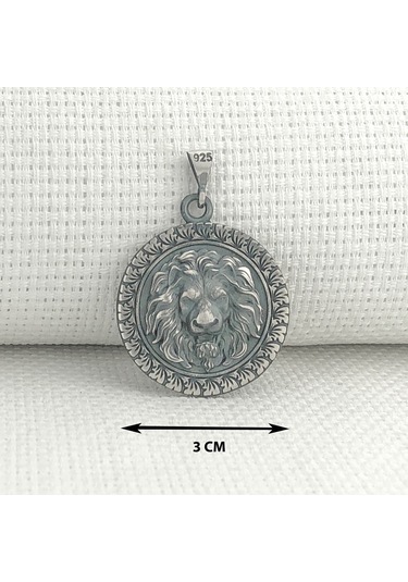 Takıhan 925 Ayar Gümüş Aslan Kabartmalı Kolye Ucu Gümüş