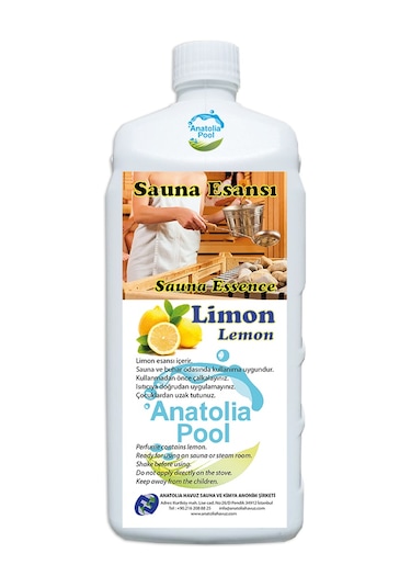 Sauna - Buhar Esansı Limon 1 Lt Anatolıa Pool Sauna Essence Lemon