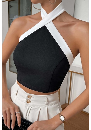 Merry See Boyundan Bağlamalı Kısa Crop Bluz 001