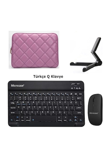 Microcase Apple İpad Air 11 M3 2025 Tablet İçin Çanta+türkçe Bluetooth Klavye+mouse+tablet Standı-al8124 Omuz Çantası