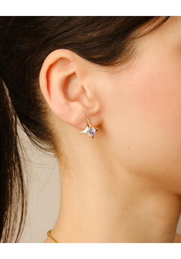 Lekka Design Kadın Kararmaz Çelik Takı Lüks Mavi Taşlı Stil Küpe