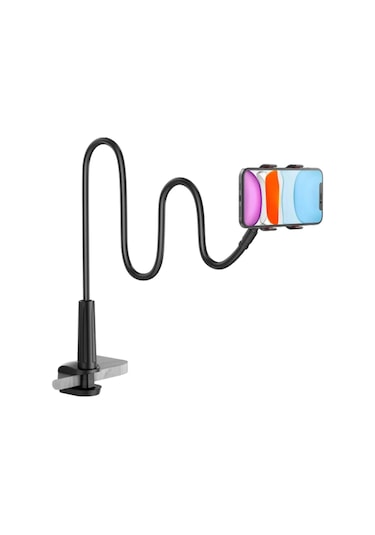 Hepu Hp-a36 70 Cm Esnek Boyunlu Masa Üstü Telefon Tutucu 18 Cm'e Kadar Uyumlu 360 Ayarlanabilir Siyah