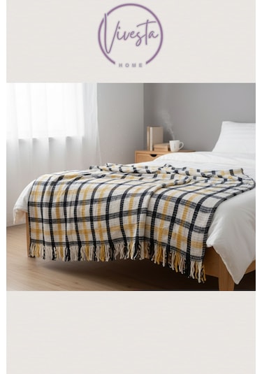 Yumuşacık Scotch Battaniye 150 200 Cm Sıcak, Şık Ve Konforlu Tasarım Sarı - Siyah