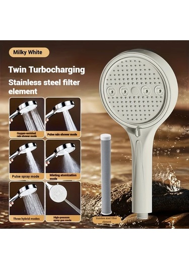 Oldfriend Koyu Gri Duş Başlığı El Duşu Hortumu Filtreli Çok Fonksiyonlu Banyo Koyu Gri