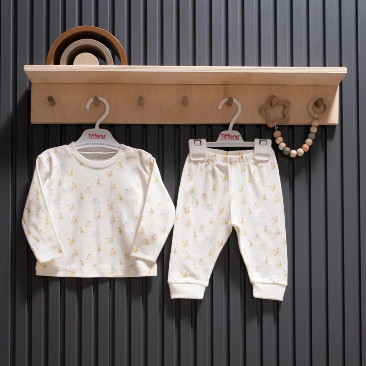 Tiffany Baby Pear Jakarlı Theme 2'li Takım 40012 Ekru