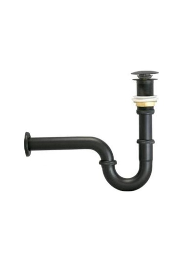 Boheme S Tipi Bas-çek Paslanmaz Lavabo Sifonu Siyah Siyah