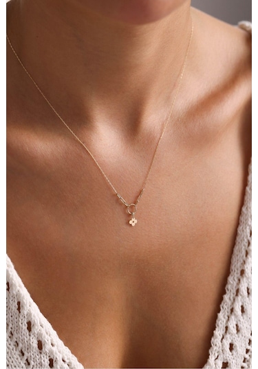 Gianfranco 14 Ayar Altın Yonca Kolye