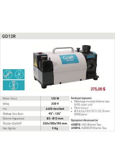 Craft  GD13R Matkap Ucu Bileme Motoru