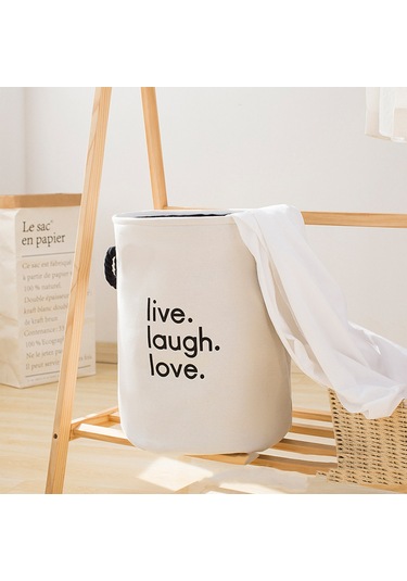 Kosona Çift Kollü Katlanabilir Kumaş Çamaşır Sepeti - Büyük Kapasiteli, Dayanıklı, Banyo Ve Yatak Odası İçin - Beyaz Diğer