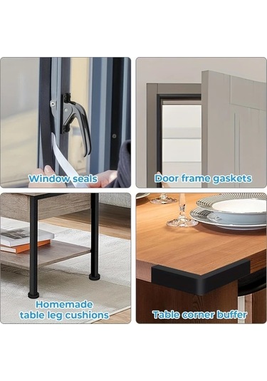 Gateesat 1 Rulo Siyah Kendinden Yapışkanlı Sessizlik Köpük Bandı 25mmx25mm 4m Su Geçirmez Ses Yalıtım