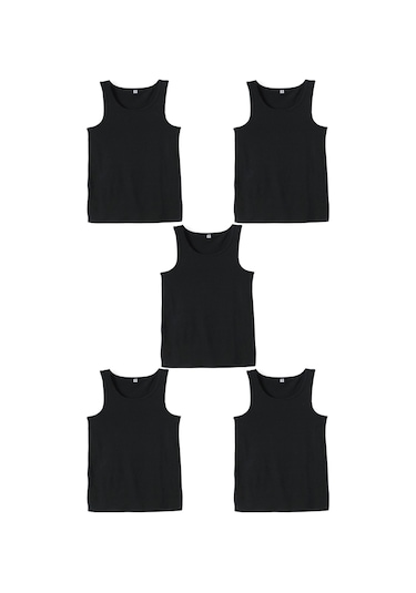 5 Adet Erkek Büyük Beden Battal Boy 105 Kilo - 205 Kilo Arası İçin Uygun Redzone Klasik Pamuk Atlet Siyah