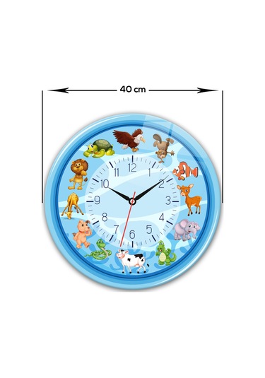 Decorita Cam Saat | Çocuk Odası - Mavi | Çap40cm Çok Renkli