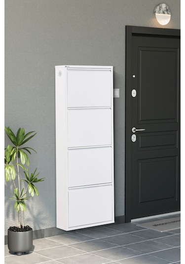 Arpelia Metal Ayakkabılık 4 Lü Beyaz