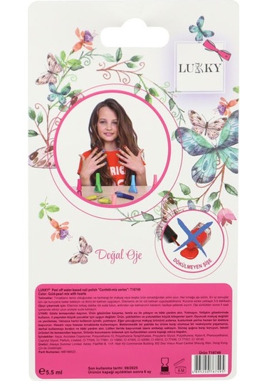Lukky Soyulabilir Konfeti Simli Transparan Oje