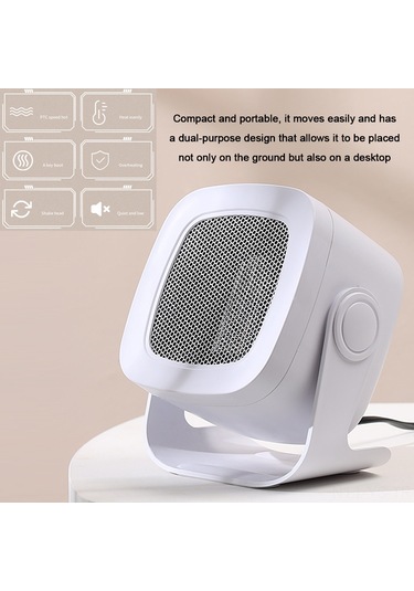 Yunboo Ev Isıtıcı Ptc Seramik 800w: Masaüstü/banyo Uyumlu, Hızlı Isı, 45 Yükseklik Ayarı, Otomatik Kapanma, Beyaz Eu Plug