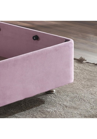 Nironyatak Pinky Baza Ve Başlık - 100 x 200 CM Cm Tek Kişilik Sandıklı Pembe Kuma