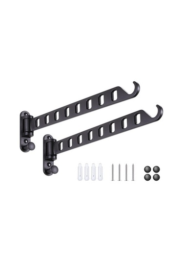 Besthome1 Alüminyum Katlanabilir 8 Delikli Çamaşır Asıcı - 2 Adet Siyah - Boşluk Tasarrufu Ev Gereci Siyah