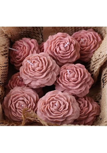 10 Adet Dekoratif Kokulu Şakayık Çiçeği Mum Çiçek Mum Düğün Toptan Mum Kutuludur