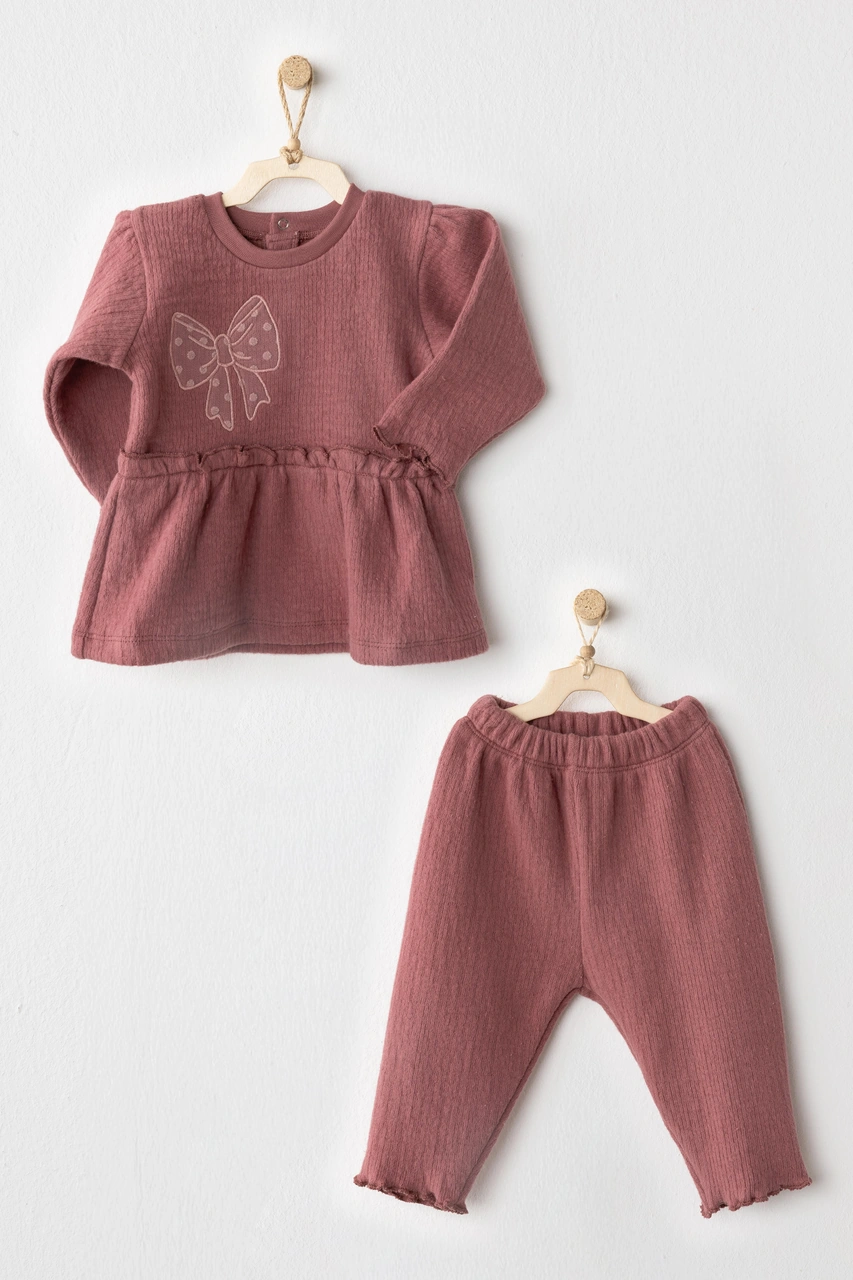 Kız Bebek Takım 2 Parça Set Casual Ac26204 Pudra
