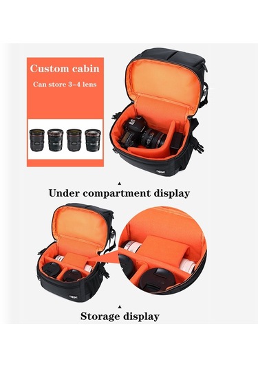 Sones Büyük Kapasiteli Su Geçirmez Sırt Çantası Seyahat Omuzları Kamera Çantaları Siyah Izgara İç Kırmızı