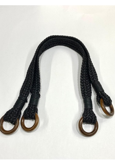 Örgü Model Çanta Sapı / Deri Görünümlü Sap / 45 Cm / - Siyah Siyah