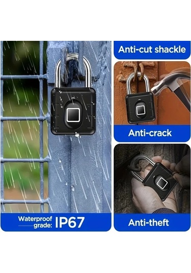 Meridiangoods Akıllı Parmak İzi Kilit Metal Gövde Ip67 Su Geçirmez Pilsiz Bagaj Kiliti