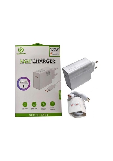 Yk Design Yk-sr63 120w Pd Şarj Başlığı Ve Typec-typec Kablo