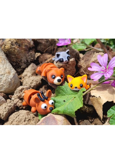 Tavşan Yumi Orman Hayvanları Koleksiyonu- 4 Parça 5-7 Cm Hareketli Oyuncaklar Ve Bilgilendirici Kartlar "