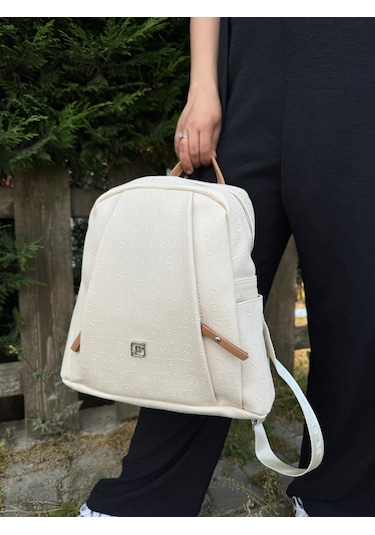 Just Polo Kadın Krem Taba Büyük Boy Sırt Çantası