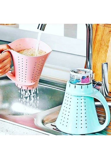 Sürahi Şeklinde Kulplu P ratik Pirinç Bakliyat Yıkama Süzgeci